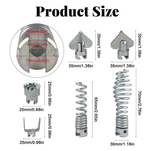 Drainage Cleaner Combination Cutter  Set Automatic  Locking  Suitable for Pipe Dredging Machine 14-Piece Set 2