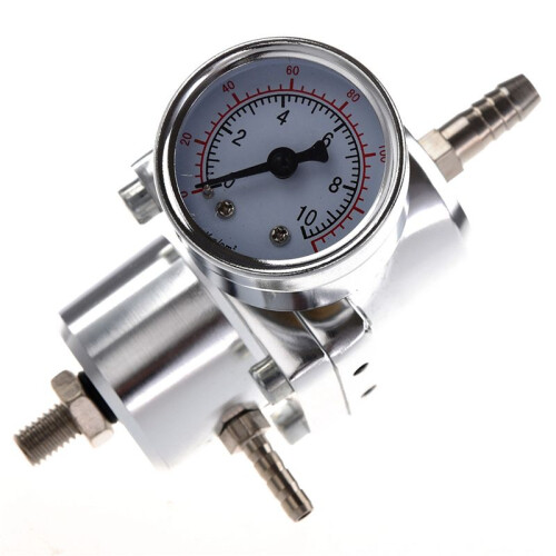 2X Universal Car Adjustable Fuel Pressure Regulator with Gauge Silver 1