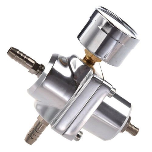 2X Universal Car Adjustable Fuel Pressure Regulator with Gauge Silver 2