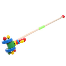 Wooden Baby Push Walker with Cartoon Animal Design, Stable Support and Smooth Rolling Wheels