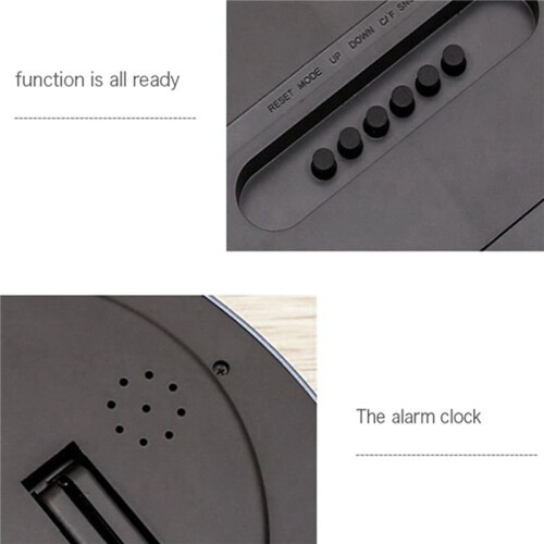 2X Temperature Display Digital Wall Electronic Clock LCD Moderne Calendar LED Bracket Watch Mute Black