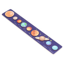 Solar System Model Educational Wooden Puzzle Toy for Kids, Interactive Learning Board Red Sun