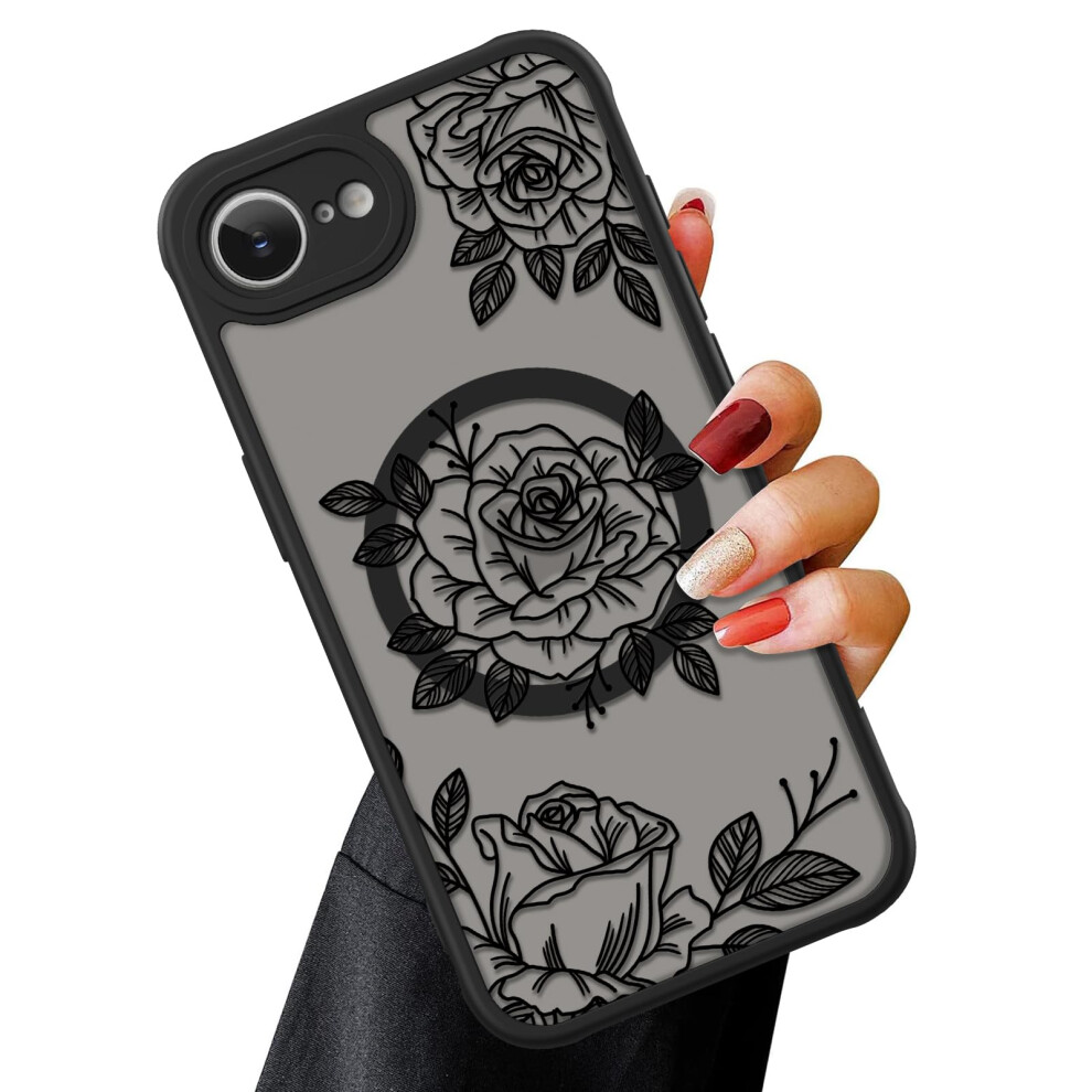 Floral Matte Magnetic Slim Shockproof Translucent Cover With Camera Protection For Magsafe Iphone 16E Case 9073542685487