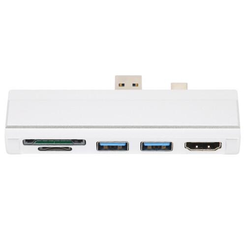 Surface Dock 5-in-1 4K Hub with USB3.0 & Card Reader for Pro 4/5/6 Silver 1