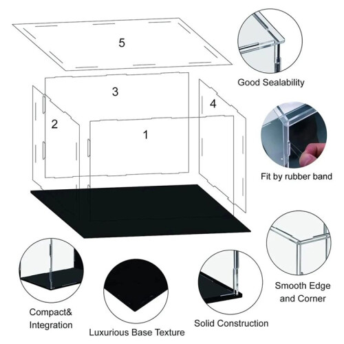 Acrylic Display Case, Clear Plastic Box , Dustproof Storage Showcase for Collectibles, Dolls, Car Models C 1