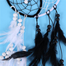 2X Handmade Yin Yang Dream Catcher Circular Net with Feathers Beads Black and White