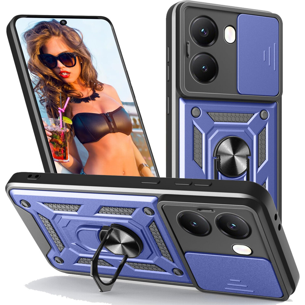 Magnetic Shockproof Case With Ring Kickstand And Slide Camera Cover For Xiaomi Poco X7 Pro Redmi Turbo 4 9073542685548