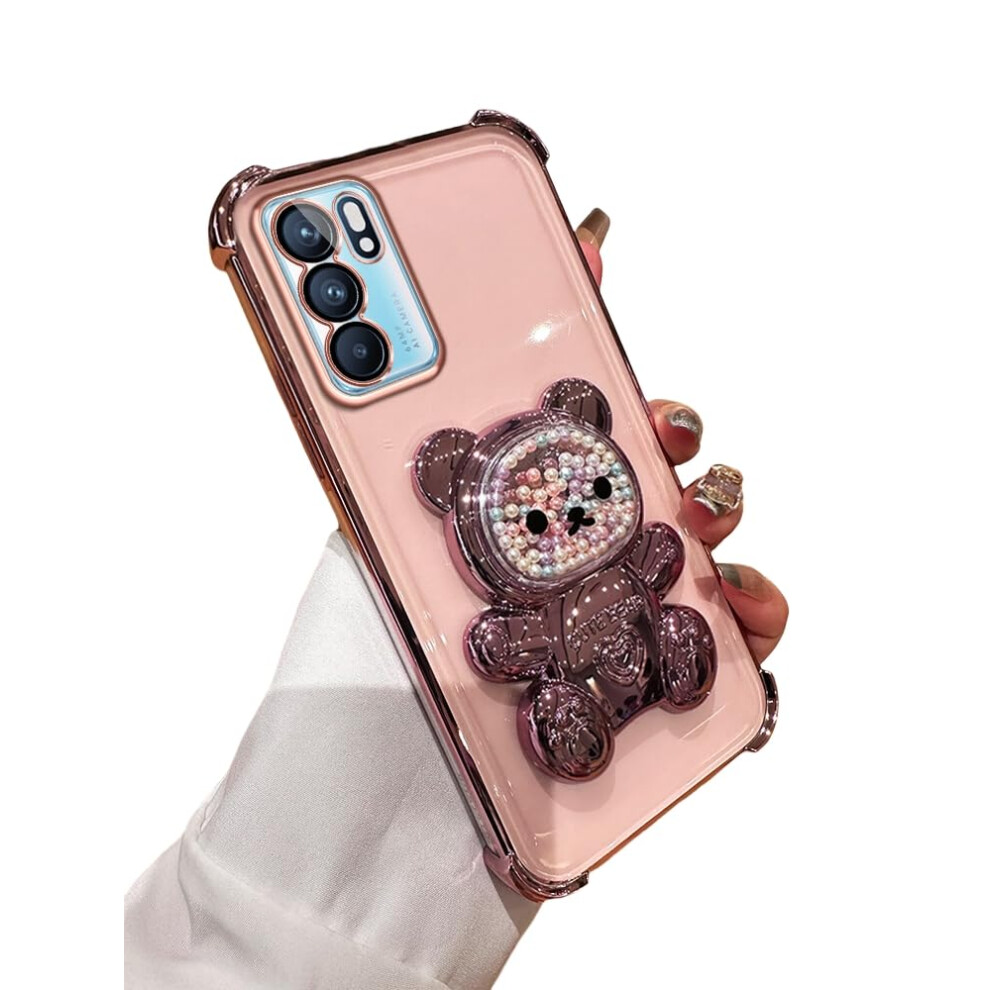 Case For Oppo Reno 6 With Hidden Bear Stand, Shockproof Tpu Protection And Electroplated Shiny Frame 9330225960799
