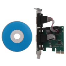 2X PCI-E PCI Express Dual Serial DB9 RS232 2  Controller Adapter Card Green