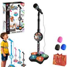 Wireless Karaoke Microphone with Bluetooth, LED Lights, Echo Effects and Adjustable Stand for Kids