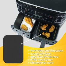 100Pcs Parchment Paper for Foodi Dual Air Fryer Pre-Cut Food Safe Baking Mat with Non-Stick Liners and Cheat Sheet