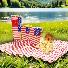 24pcs Independence Day Cookie Bags Candy Treat Bags American Flag Star Stripe Buffet Snack Bags 4th of July Partys A