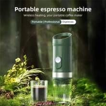 Bärbar Elektrisk Espressobryggare, Sladdlös med Heat Brew-Funktionalitet, Kompakt Enkopps Kaffemaskin