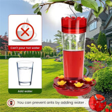 Plastic Feeders for Outdoors 15 Ounces Red Feeder with 5 Feeding Outside Garden Decor