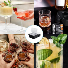 Two Ice Molds, Reusable Square Ice Tray with Cover, Suitable for Large Square Ice Molds for Whisky, Cocktails and Drinks