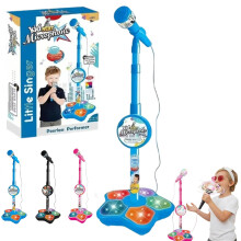 Wireless Karaoke Microphone with LED Lights and Echo, Bluetooth Singing Machine for Kids and Adults Blue
