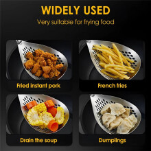 Slotted Spoon 304 Stainless Steel Skimmer Spoon with Long Handle Efficient Skimmer Ladle Multifunctional Strainer Spoon