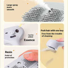 Rechargeable Pet Hair Comb,Pet Atomizer Grooming Device,Easy One-Button Hair Removal and Cleaning Pet Brush for Pet