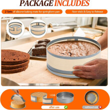 2sets Silicone Baking Mat for 9Inch Nonstick Springform Pan Protector, Prevent Cake From Sticking to Side and Bottom