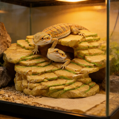 Tiny Plastic Rock Cave For Small Lizards Spiders-Yellow 1