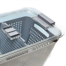 Caja de Conservación para Frigorífico, Recipiente Transparente Sellado para Verduras y Frutas, Apto para Uso Alimentario con Función de Drenaje A