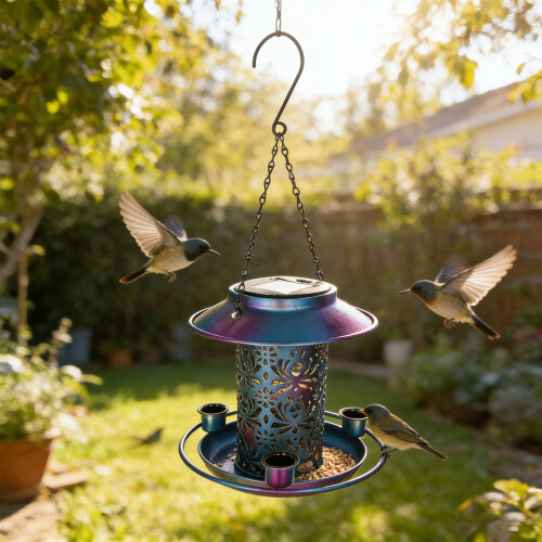Automatischer solarbeleuchteter Metall-Vogelfutterspender zur 1