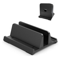 Vertical Laptop Stand, Adjustable Dock Organizer with SpaceSaving Design for MacBook PC iPad Surface (Black, 1 Slot)