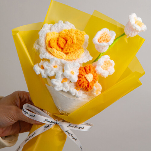 Faszinierende gestrickte Blumensträuße mit Rosen,-Rosa 1