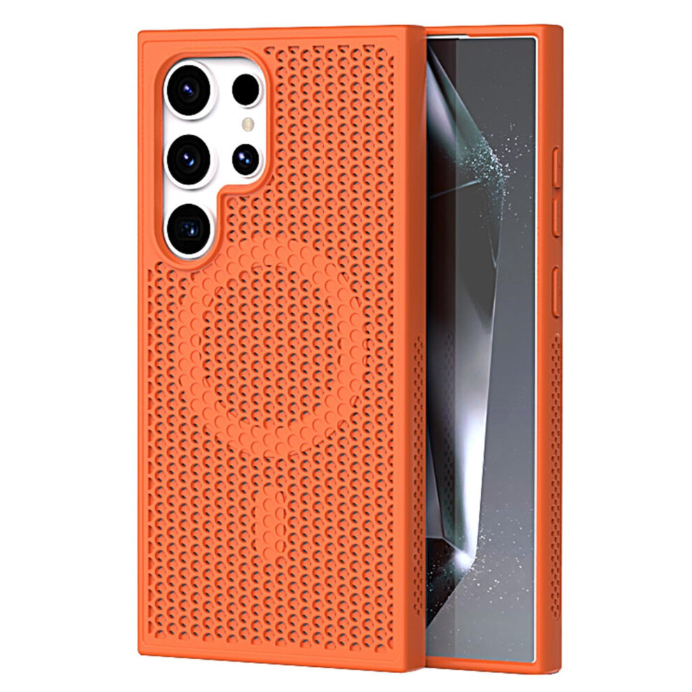 Case Magnetic Wireless Charging Shockproof Cover With Heat Dissipation Slim Design For Samsung Galaxy S25 Ultra Orange 9330225961406