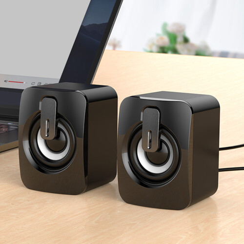 A2 Mini Computer Speaker Black, 4Ω Wired Stereo with Clear Bass 1