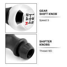 5 Speed Aluminum Car Gear Shift Knob for 106 206 207 306 307 407 408 508 Silver+Black