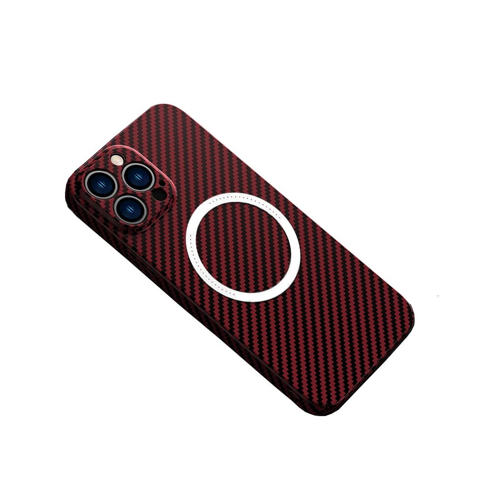 Carbon Fiber Magnetic Shockproof Slim Lightweight Drop Protection Case For Magsafe Iphone 16 Pro Max Red 9073542686040