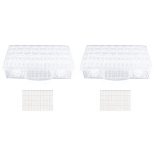 2X BoîTe de Rangement à 48 Compartiments Organisateur de Perles de Rocaille Transparent Petit RéCipient Amovible avec Couvercle pour la Peinture au