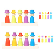 Montessori Wooden Stacking Toy with Color Matching Puzzle and 20 Pattern Cards for Toddlers