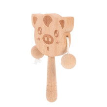 Baby Musical Instrument Wooden Hand Bell Rattle for Sensory Play with Dual Sound Modes