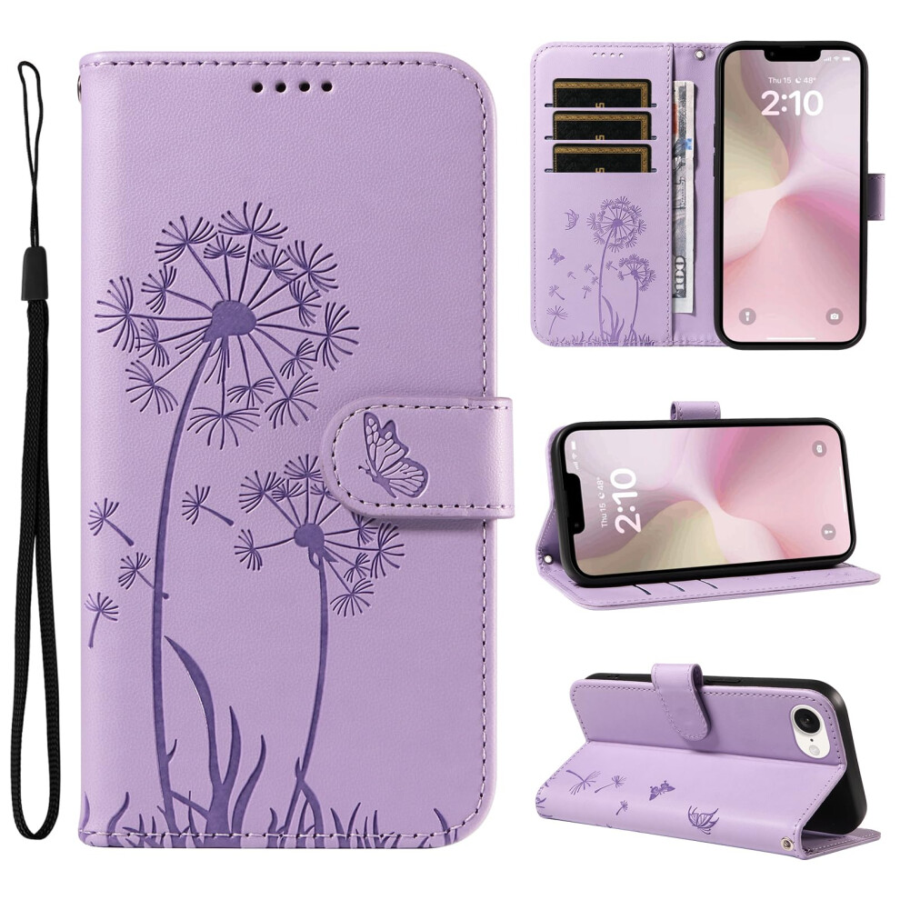 Wallet Case Pu Leather Magnetic Flip Folio With Card Holder And Stand For Iphone 16E Purple 9073542686125