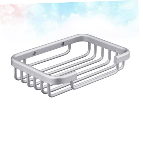 2pcs Silver Finish Wall Mounted Soap Holder with Drainage for Bathroom and Kitchen 1