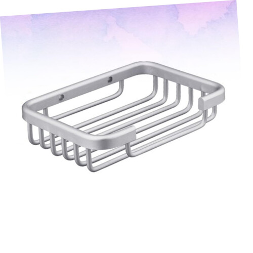 2pcs Silver Finish Wall Mounted Soap Holder with Drainage for Bathroom and Kitchen 2