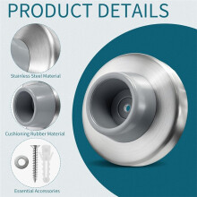 6 Pack , 304 Stainless Steel Wall Protector Round Rubber Knob Cover to Prevent Door Handle and Shield Walls