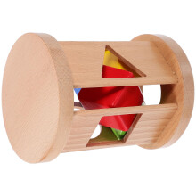 Montessori Wooden Shape Sorter Cube with Rolling Drum for Toddlers, Shape and Color Matching