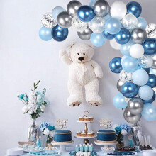 Pacote de 60 BalõEs Brancos Prata Azul, BalõEs de Festa de AniversáRio Azul Prata MetáLico, Conjunto de BalõEs Azul PéRola Azul Macaron