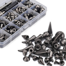 270 Sets Spikes und Nieten im Gemischter Form, Metall Schrauben Kegel Nieten und Spikes Niet Kit für Leder Handwerk, Kleidung, Schuhe