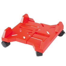 Adjustable Mobile CPU Stand with Wheels, Ventilated Under Desk PC Tower Stand with Lockable Casters (Red)