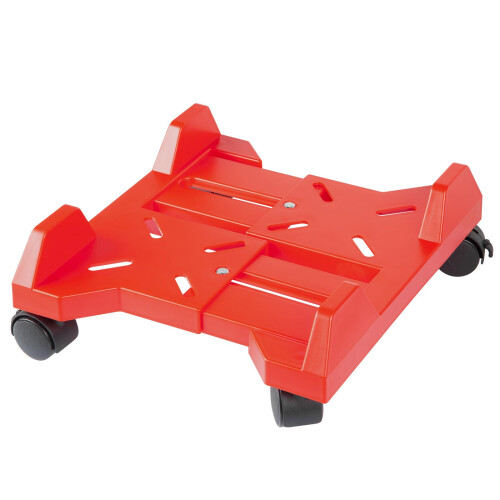 Adjustable Mobile CPU Stand with Wheels, Ventilated Under Desk PC Tower Stand with Lockable Casters (Red)