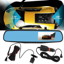 4.3in 1080P Mirror Dash Cam, Dual Lens, Night Vision, Loop Recording