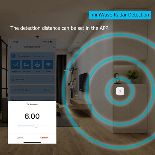 3X Tuya WiFi MmWave Human Presence Sensor with Luminance MicroWave  Detection PIR Motion Sensor Wall Mount 2