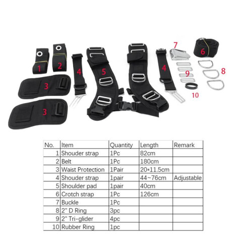 Scuba Diving Harness System Back Plate Diving Bracket for Snorkeling Adjustable Shoulder Straps Quick Release Buckles 1