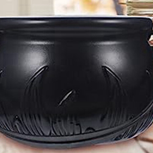 2X Black Cauldron Kettle Plastic Witch Kettle St Patricks Cauldron Wizard Witch Cauldron Decoration Candy Kettle Bucket 2