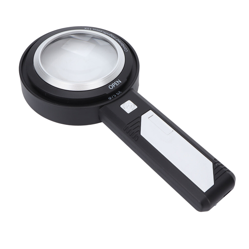 Handheld 6X/15X LED Magnifying Glass with Dual Lens for Seniors