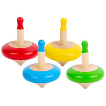 Wooden Spinning Set 4pcs Bright Colorful Design Speed Spin Educational Toy for Kids